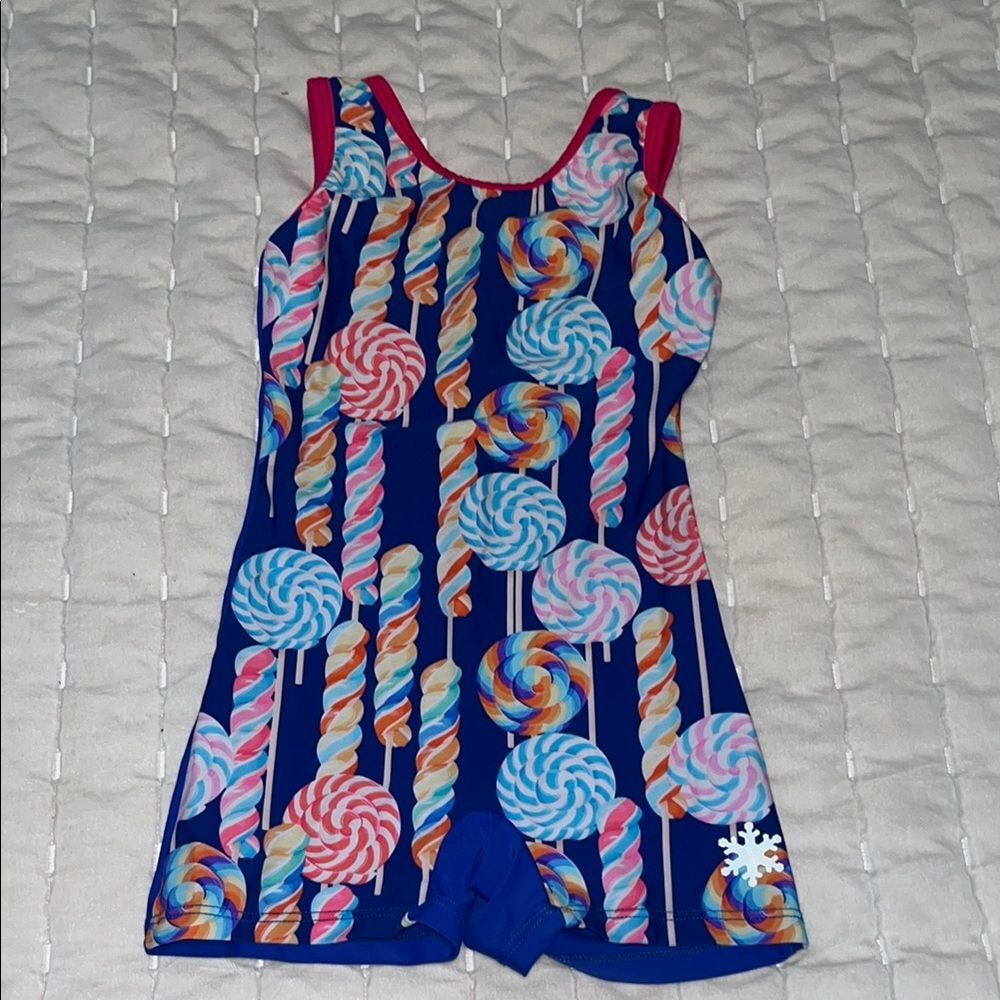 Colorful Candy Print Gymnastics Leotard